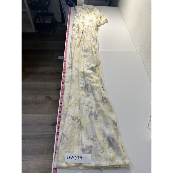 Nine West Womans Cottagecore Floral Maxi Dress Size 2X Boho Beachy Yellow Lined - Picture 13 of 15